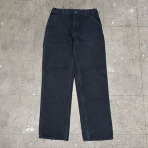 NWOT Carhartt Flannel Lined Canvas Carpenter Pants Mens 33x34 Black B111 Work